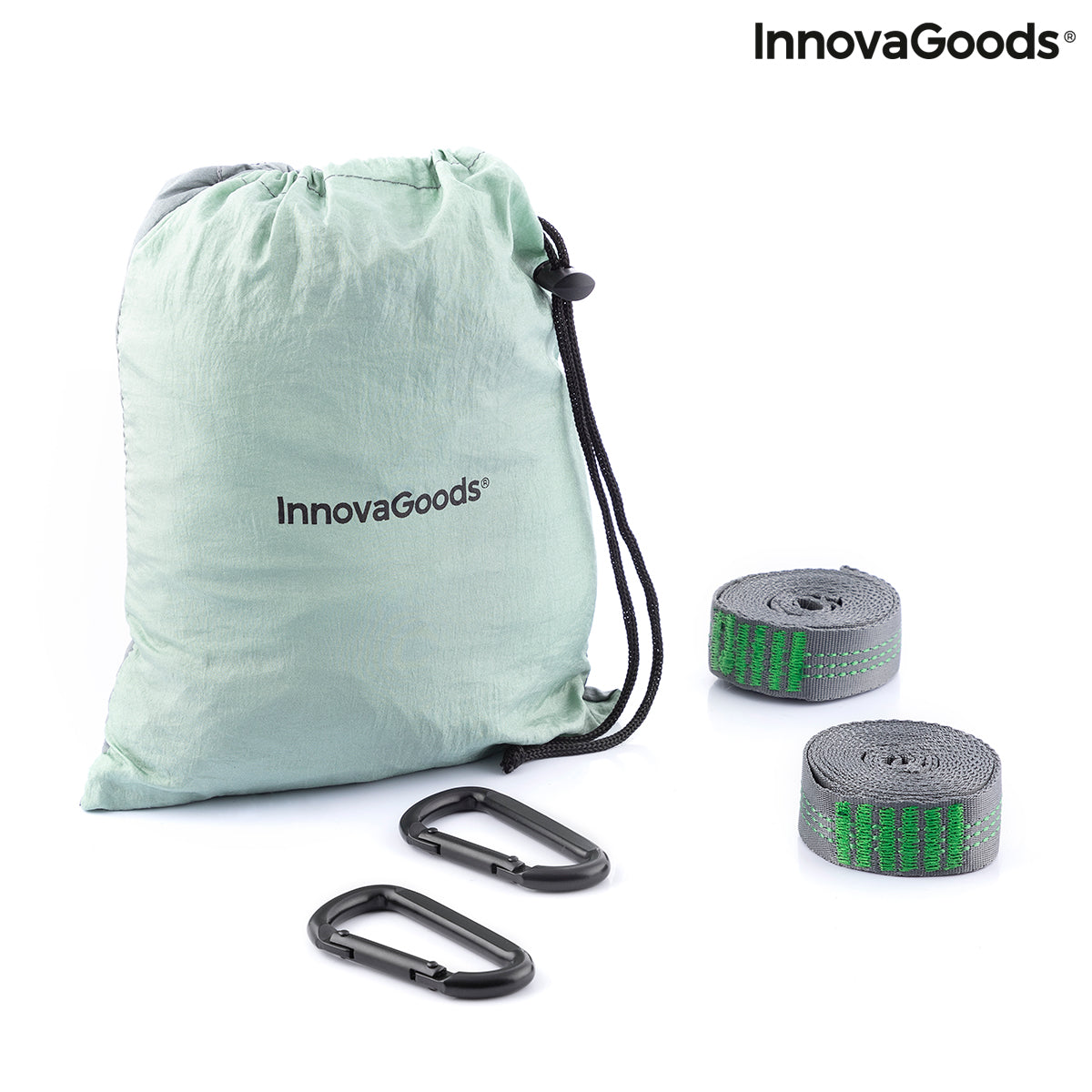 Rewong InnovaGoods double camping hammock by Bigbuy with sturdy fabric and hanging ropes, ideal for outdoor relaxation.