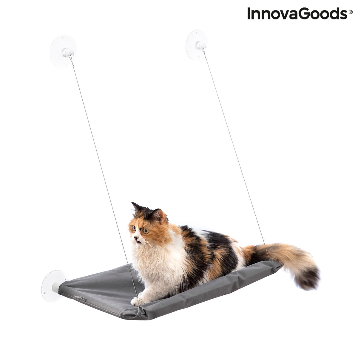 Hanging cat hammock by Bigbuy for pets, featuring cozy fabric and secure mounting for comfortable feline lounging.
