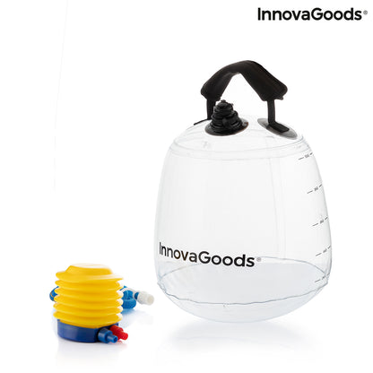 Bigbuy water-filled kettle bell for fitness training, shown with exercise guide, ideal for strength workouts and outdoor fitness routines.