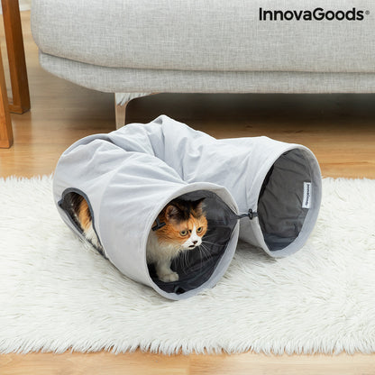 Collapsible pet tunnel by InnovaGoods for dogs and cats, made of durable fabric with colorful design, perfect for play and exercise.
