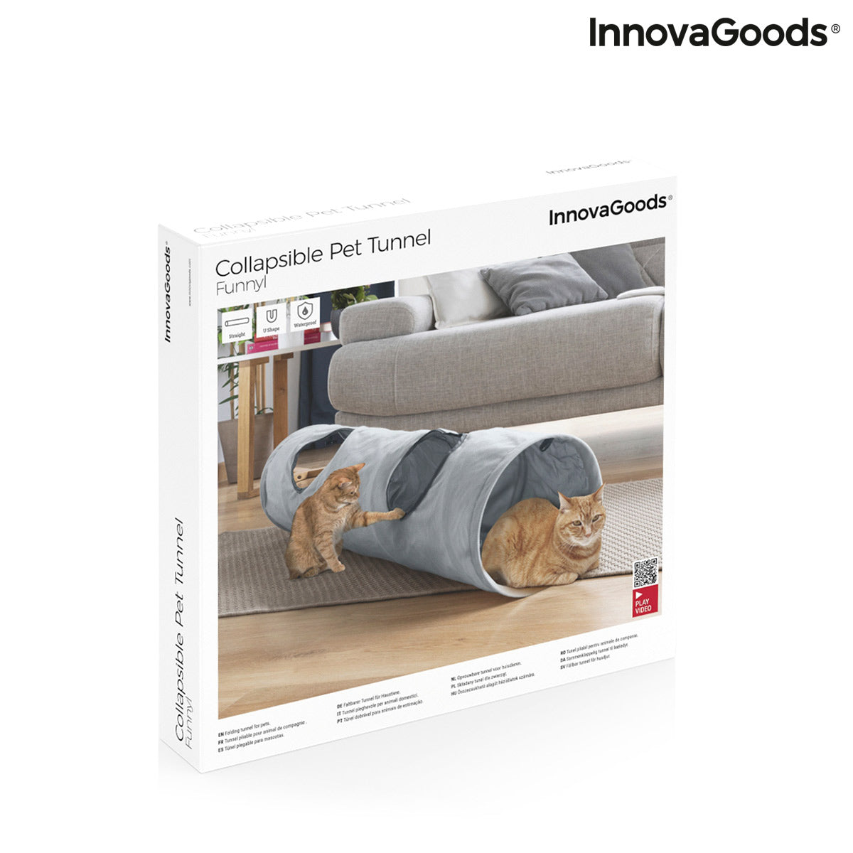Collapsible pet tunnel by Bigbuy, fun and lightweight for cats and small dogs, with colorful fabric design for active play.