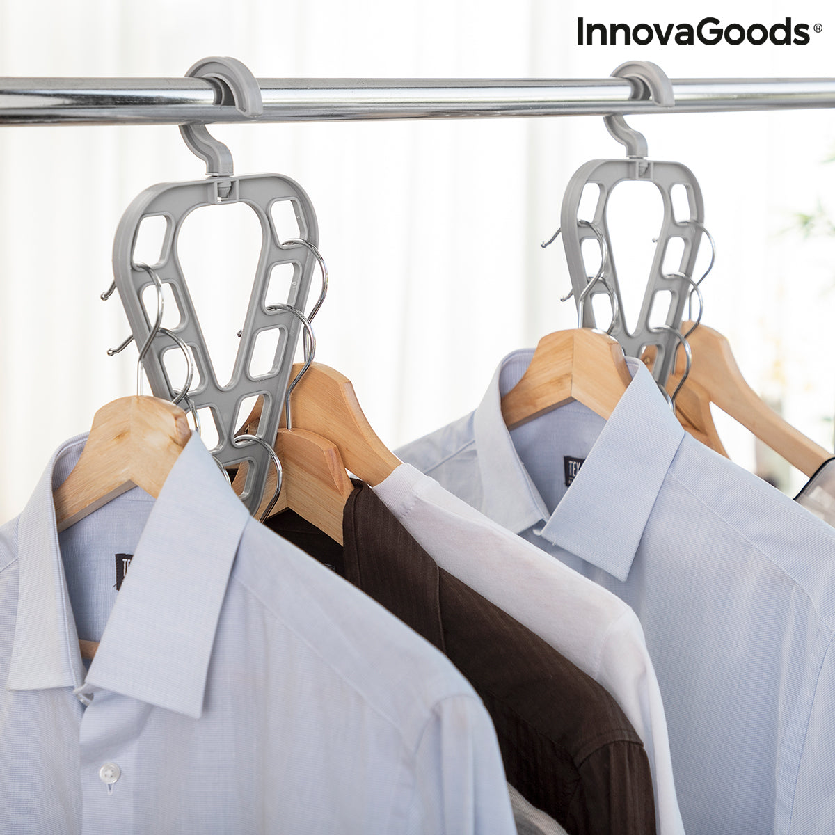 Set of two Orzer InnovaGoods hanger organizers from Bigbuy, designed for efficient closet storage and organization.