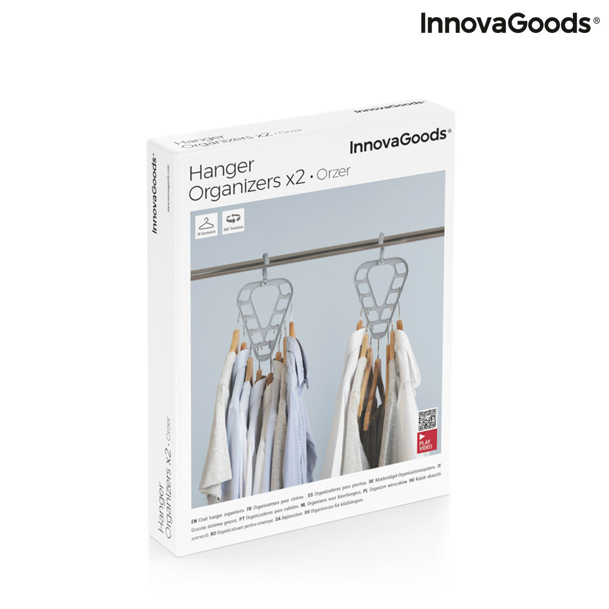 Two Orzer InnovaGoods hanger organizers by Bigbuy, showcasing compact, multi-pocket furniture storage for closet organization.