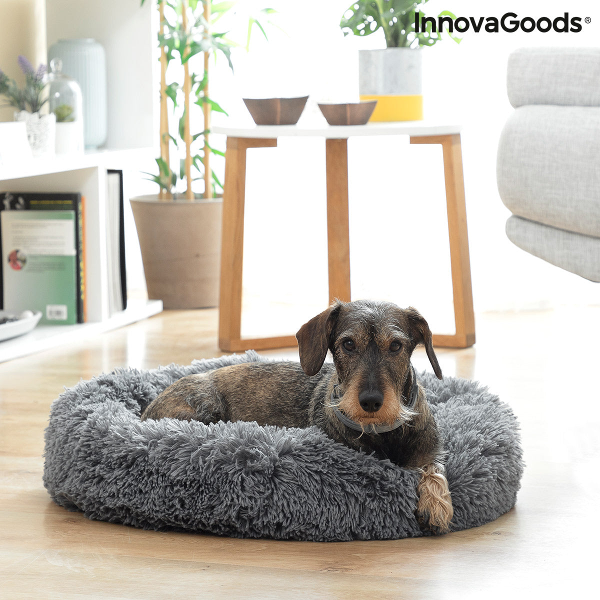 Bigbuy Anti-stress pet bed by Bepess InnovaGoods, round 60 cm, soft fabric for pets&