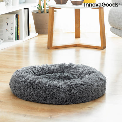 Large round Bepess InnovaGoods anti-stress pet bed for cats and dogs, 60 cm diameter, soft and cozy for restful sleep