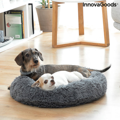 Large round anti-stress pet bed by Bigbuy, Bepess InnovaGoods, 60 cm diameter, soft and comfortable for pets.