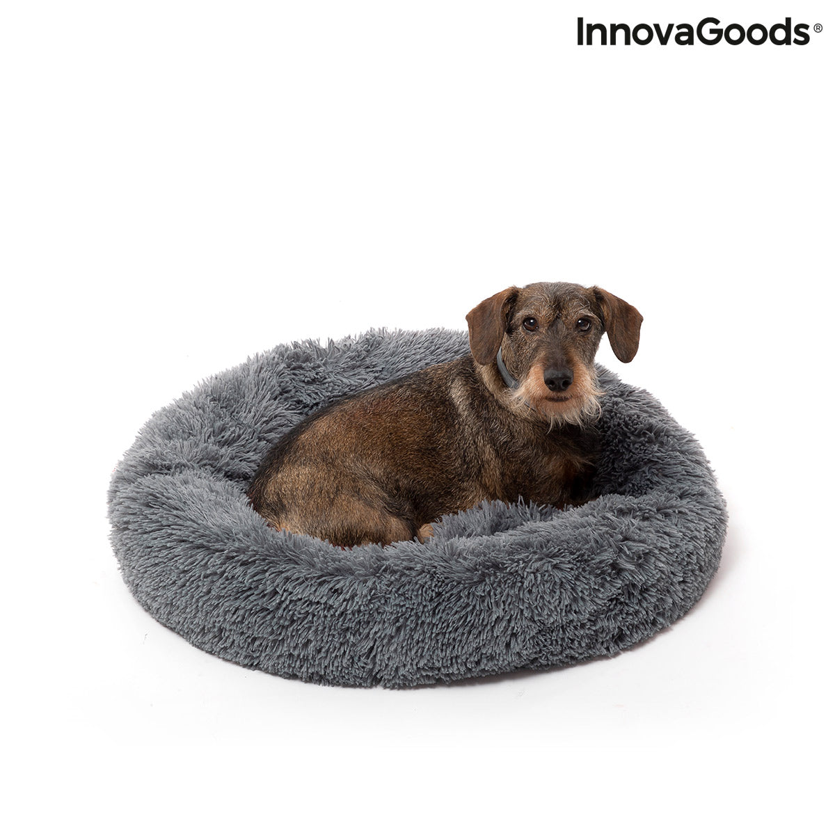 Large Bepess InnovaGoods anti-stress pet bed for cats and small dogs, 60 cm diameter, soft and cozy pet relaxation space.