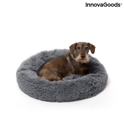 Large Bepess InnovaGoods anti-stress pet bed for cats and small dogs, 60 cm diameter, soft and cozy pet relaxation space.