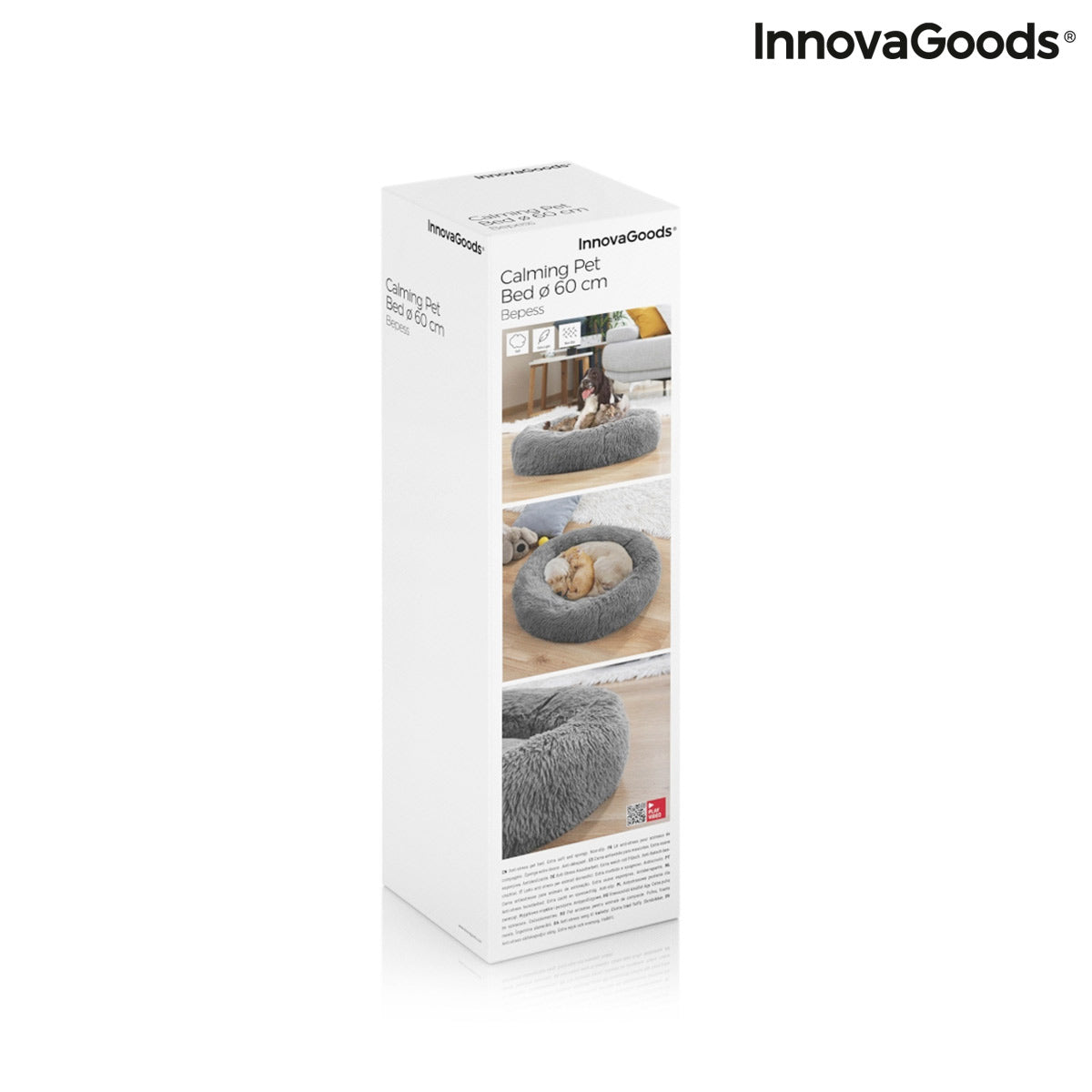 Bigbuy Anti-stress Pet Bed by InnovaGoods, round 60 cm, soft cushioned pet bed for comfort and relaxation.