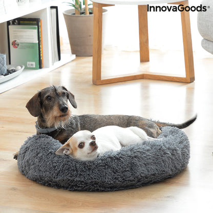 Bigbuy anti-stress pet bed by InnovaGoods, round 60 cm diameter with soft fabric, designed for comfort and relaxation for pets.