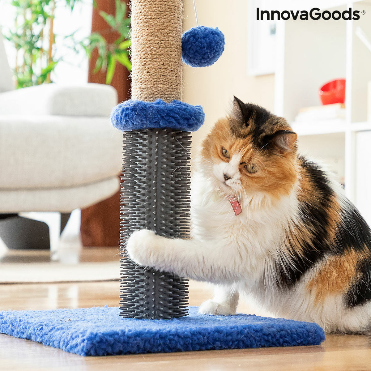 Bigbuy Miausage InnovaGoods cat scratching and massage post with ball, featuring sisal surface and playful design for pets.