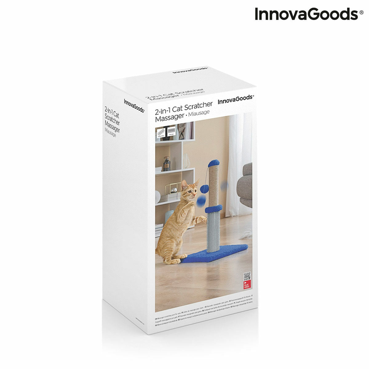 Bigbuy Miausage InnovaGoods cat scratching and massage post with ball, featuring sisal surface and cozy design for pets.