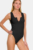Jade Icarus Zenana microfiber notched sleeveless bodysuit, designed for automotive use, with sleek black fabric and notched detail.