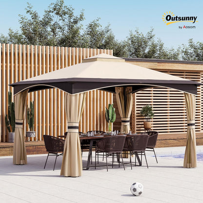 10x12 Outdoor Gazebo With Netting Weatherproof Frame