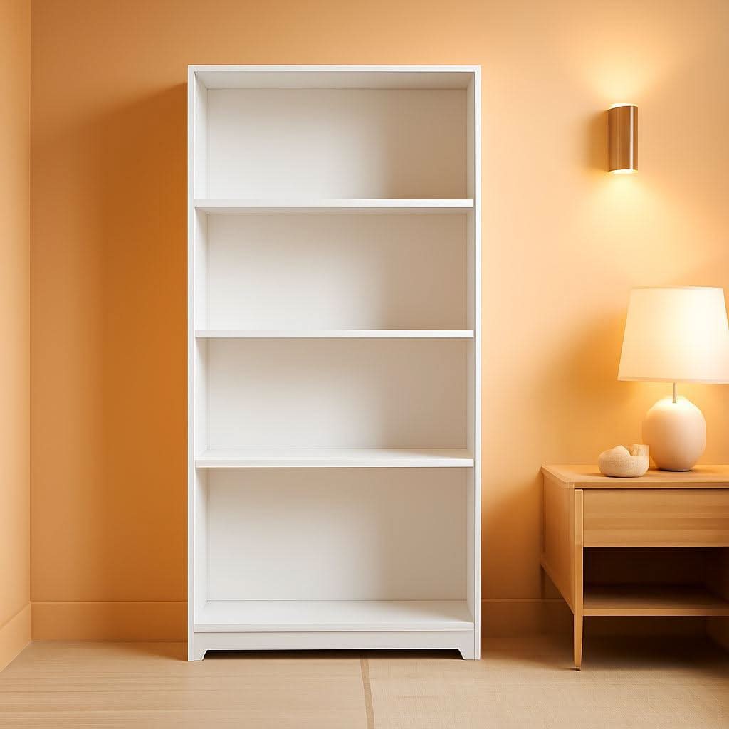 Bush Cabot White Tall Five Shelf Bookcase Unit With Adjustable Shelves