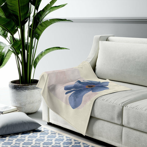 Yellow Pandora abstract floral plush throw blanket featuring vibrant floral patterns, perfect for cozy home decor.