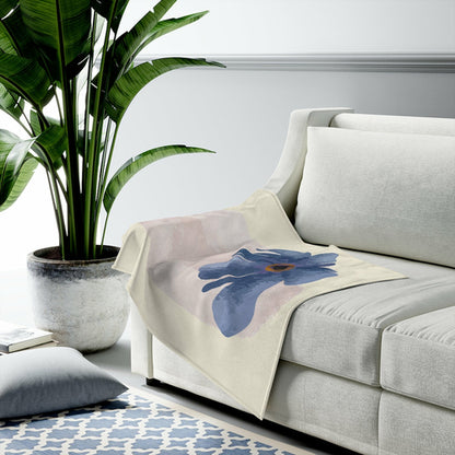Yellow Pandora abstract floral plush throw blanket featuring vibrant floral patterns, perfect for cozy home decor.