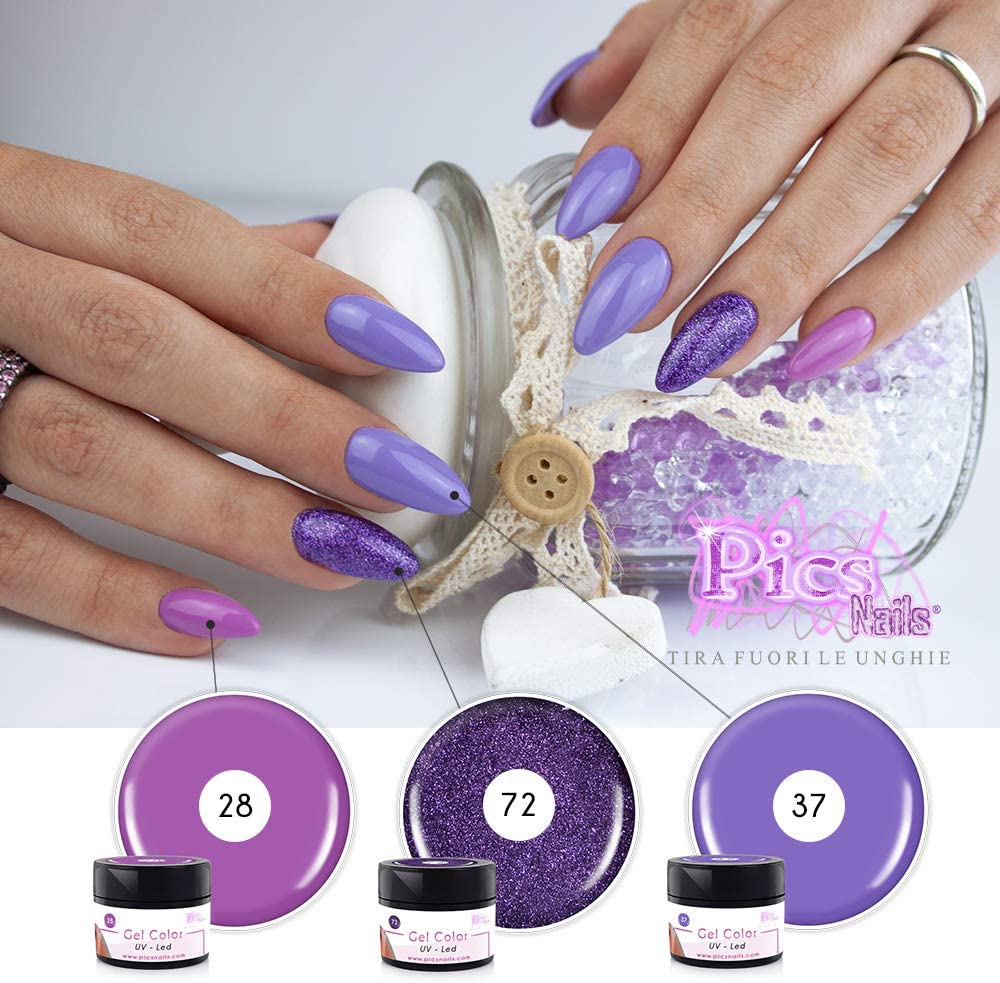 Carmine Penelope Gel Color Lavanda Chiaro 28 UV/LED nail gel in 5 ml bottle, showcasing soft lavender shade for manicures