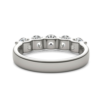 Start2Finish 14K white gold five-stone anniversary band with five round lab-grown diamonds, G/VS clarity, 1.25 CTW.