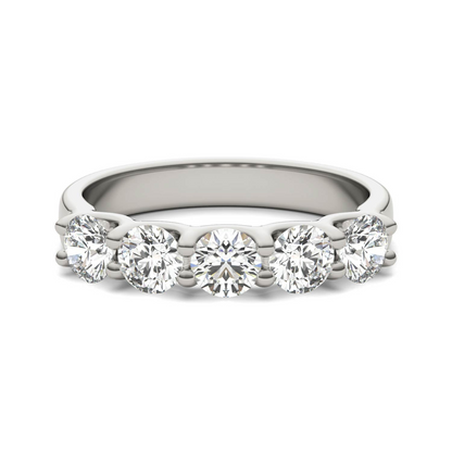 Start2Finish 14K white gold five-stone anniversary band with five lab-grown round diamonds, G/VS clarity, 1 1/4 carats total weight