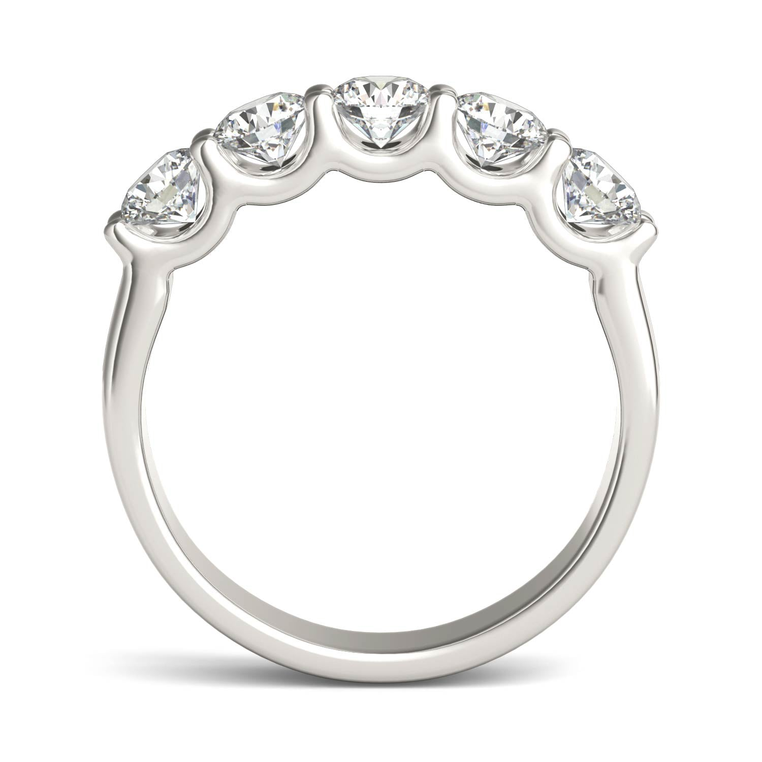 AGI Certified 1 1/4 CTW round lab-grown diamond five-stone anniversary band in 14K white gold
