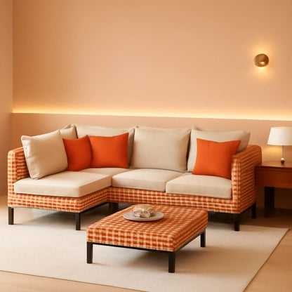 5 Piece Outdoor Patio Set Sectional Sofa Salmon Orange