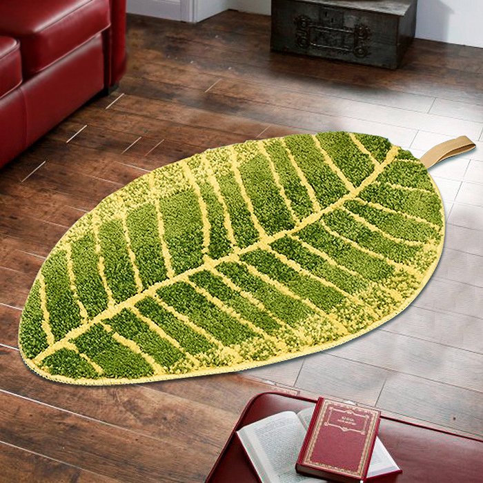Fuchsia Molly banana leaf carpet for home decor featuring a vibrant tropical leaf pattern on soft fabric.
