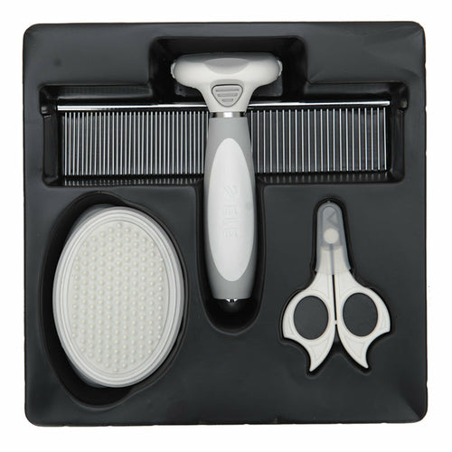 Maroon Asteria Cats Wool Pet Hair Deshedding Brush Set with comb for reducing shedding and grooming cats effectively.
