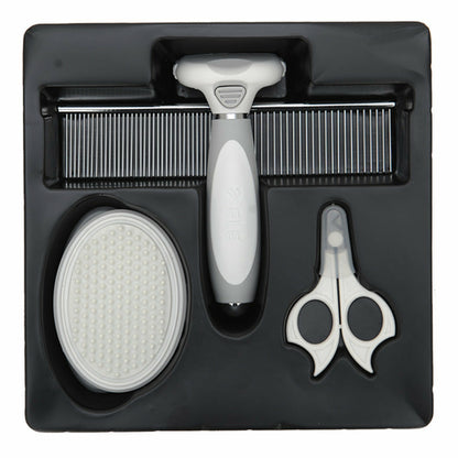 Maroon Asteria Cats Wool Pet Hair Deshedding Brush Set with comb for reducing shedding and grooming cats effectively.