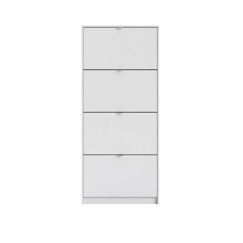 Bright white 4-drawer shoe cabinet by Start2Finish with sleek design and ample storage for organized footwear.