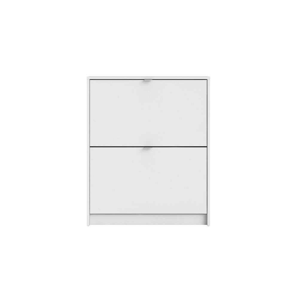 Bright white Start2Finish 2-drawer shoe cabinet with sleek design, featuring two spacious drawers for organized shoe storage.