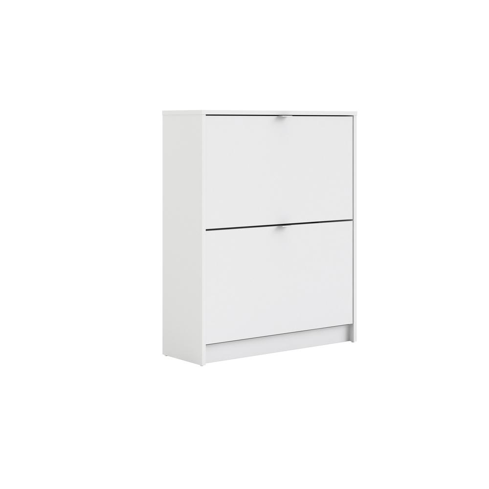 Bright white Start2Finish 2-drawer shoe cabinet with sleek design, featuring two spacious drawers for organized shoe storage.