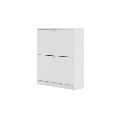 Bright white Start2Finish 2-drawer shoe cabinet with sleek modern design and ample storage space.