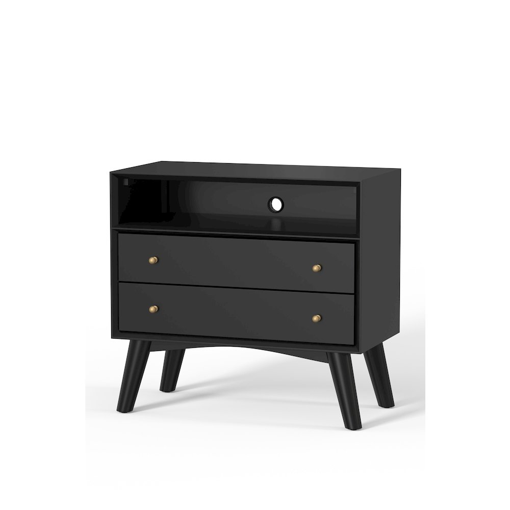Flynn large black nightstand by Start2Finish with a sleek modern design, featuring a spacious drawer and smooth finish.