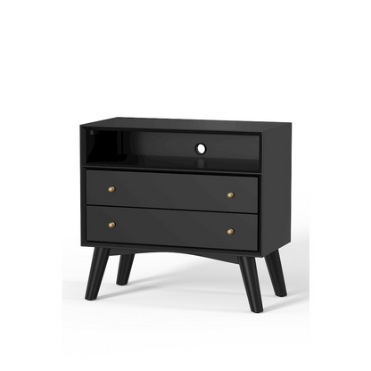 Flynn large black nightstand by Start2Finish with a sleek modern design, featuring a spacious drawer and smooth finish.