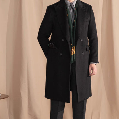 Carmine Juneberry HauteWool™ double-breasted wool coat in a wool blend, featuring classic lapels and tailored fit.