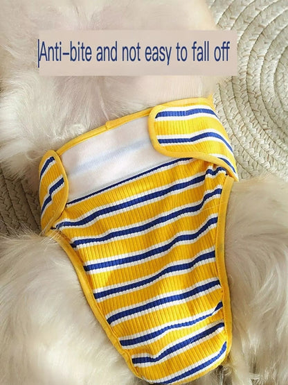Striped physiological pet functional clothing from Pear Daisy, designed for home and garden use, featuring comfortable, supportive fit for pets.