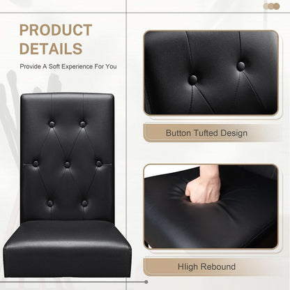 Black Button Tufted PU Leather Upholstered ChairsSet