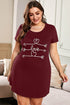 Plus size red nightwear mini dress with graphic print from Jade, comfortable women&