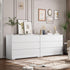 White Peach Maple six-drawer dresser with sleek handles, ideal for bedroom storage and organized furniture solutions.