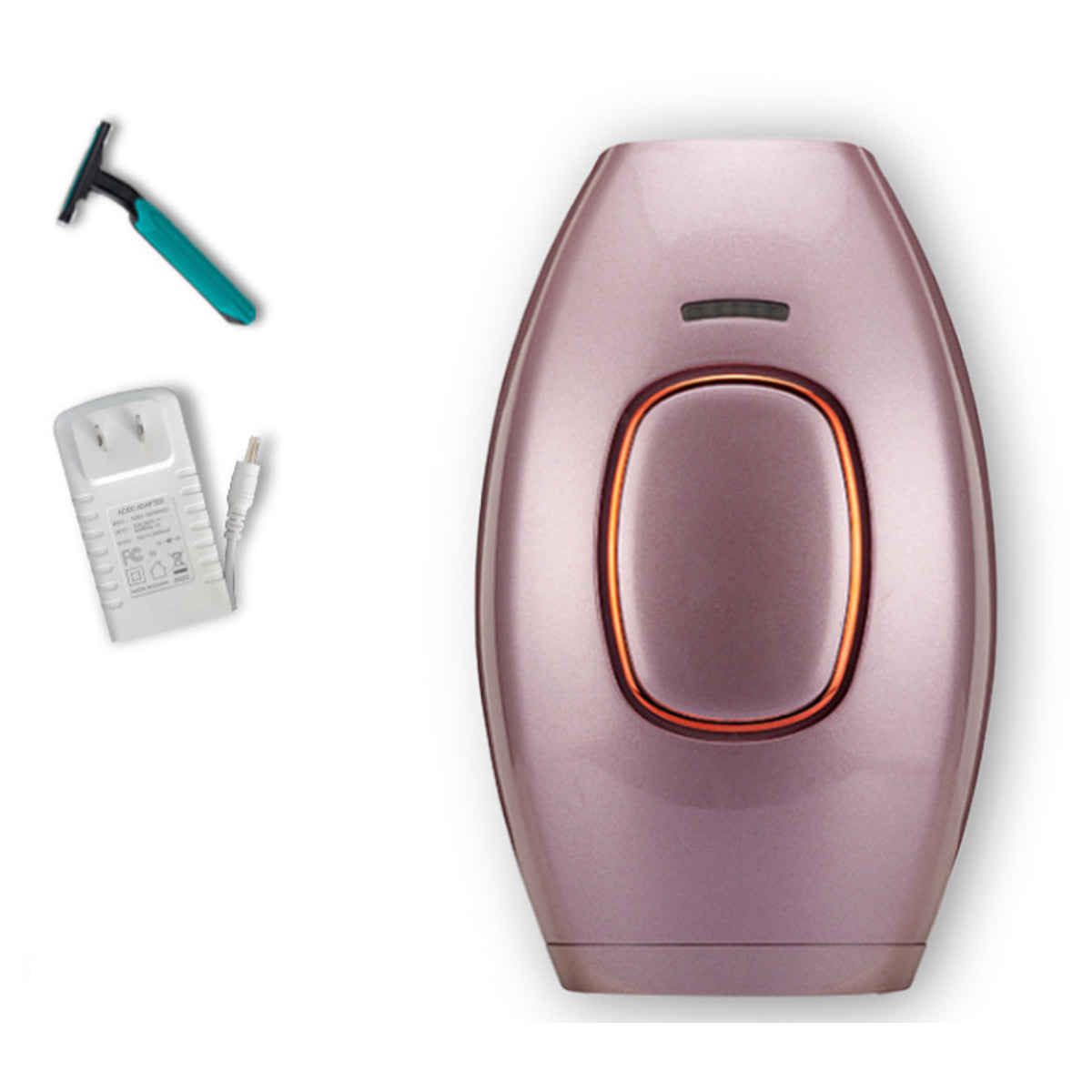 Salmon Lucky Face To Feet Laser Hair Remover device with sleek design, tech accessories for hair removal on face and body.
