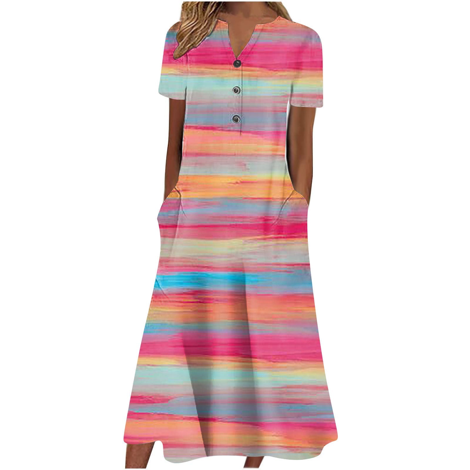 Women’s summer midi dress by Carmine Juneberry, casual light dress with pockets, shown in a relaxed fit and breezy fabric.