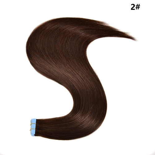 Carmine Juneberry LuxeWave traceless invisible real hair wig extension with smooth, natural-looking hair in a close-up view.