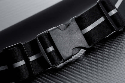 Black Lavender water-resistant sport waist pack with reflective strip, ideal for running and outdoor activities.