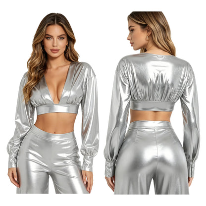 Shiny metallic Y2K women&