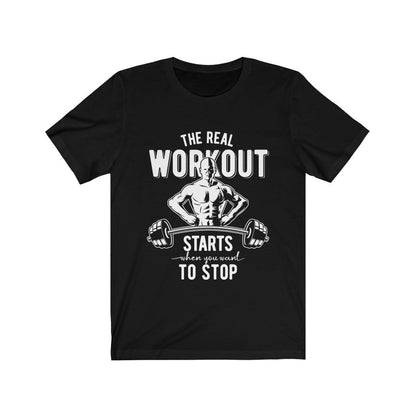 Plum Charlie The Real Workout T-shirt featuring bold graphic design, casual fit, and soft fabric.