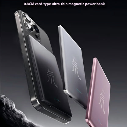 Gray titanium power bank with magnetic alloy shell by Gold Penelope, portable tech accessory for charging devices.