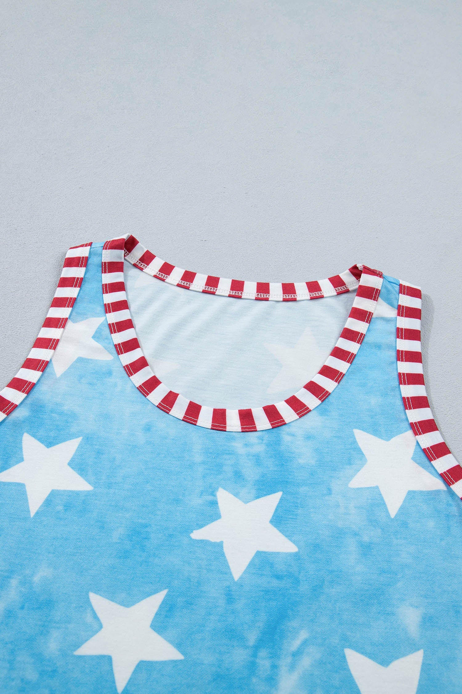 Byzantium Bay Americana stars and stripes trim round neck women&