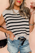 Carmine Juneberry apricot stripe boxy knitted round neck sweater tank, lightweight and stylish for casual wear
