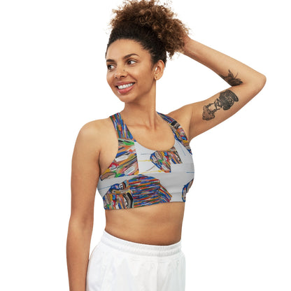 Erin Theia Hosea Collab sports bra for women, activewear on the go, shown in a close-up of the stylish, supportive design.